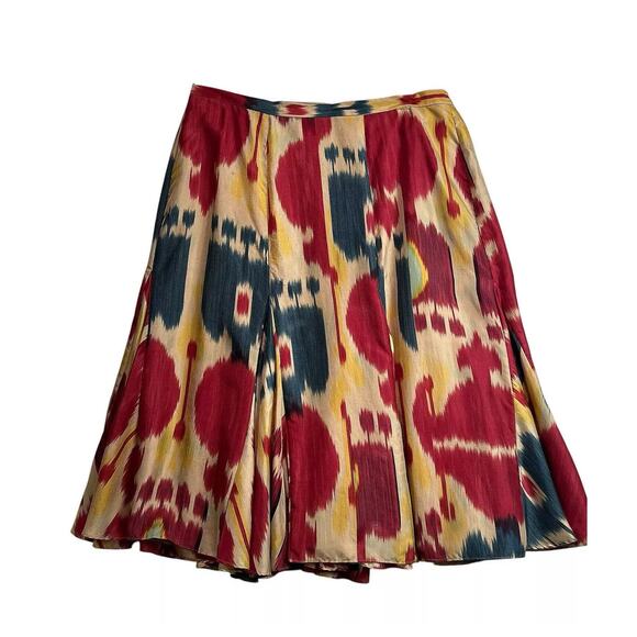 Lauren Ralph Lauren modern Maasai watercolor 100% silk skirt pockets women’s 12 - Picture 6 of 8